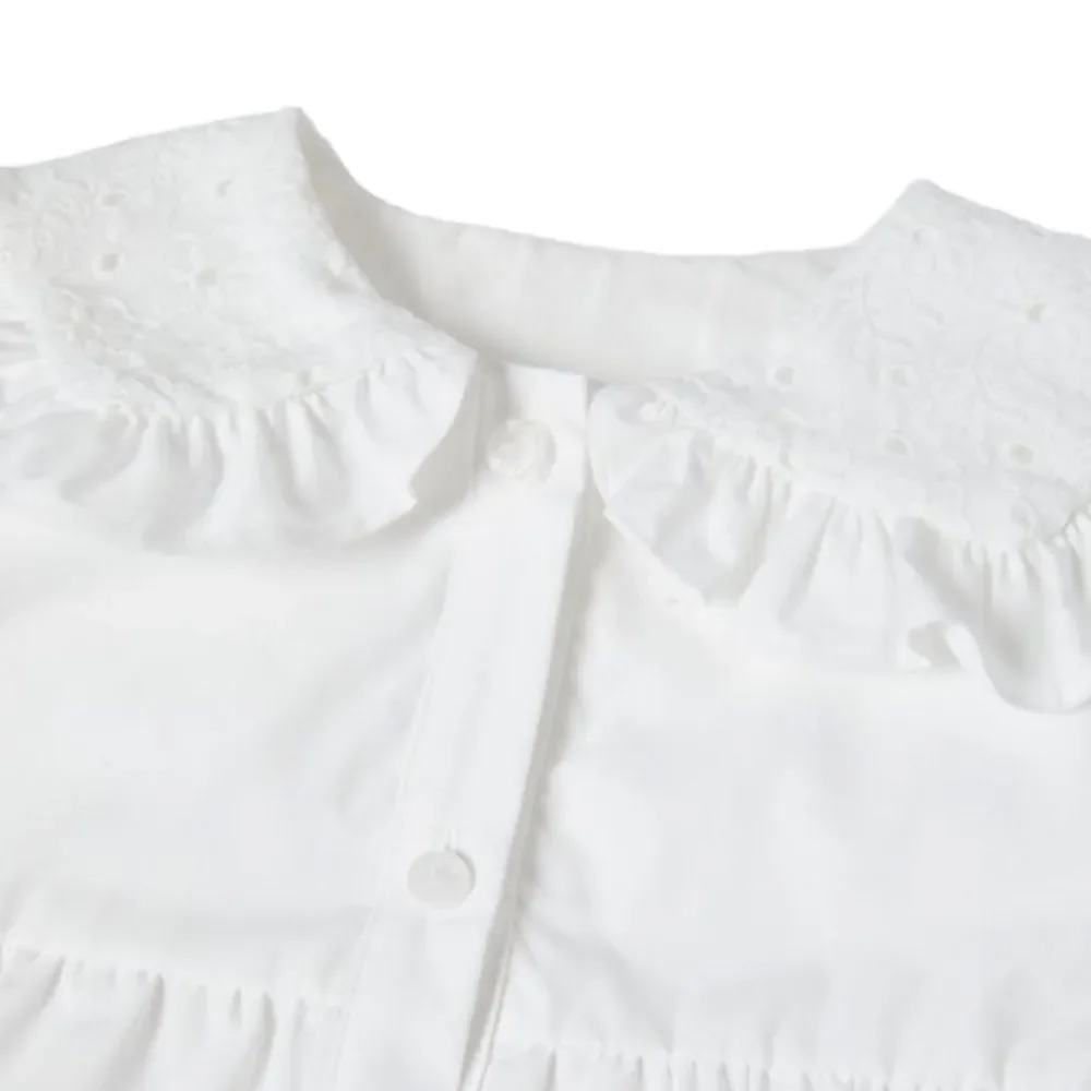 ZARA Kids White Tiered Dress with Embroidered Collar NWT Size 3T 4T
